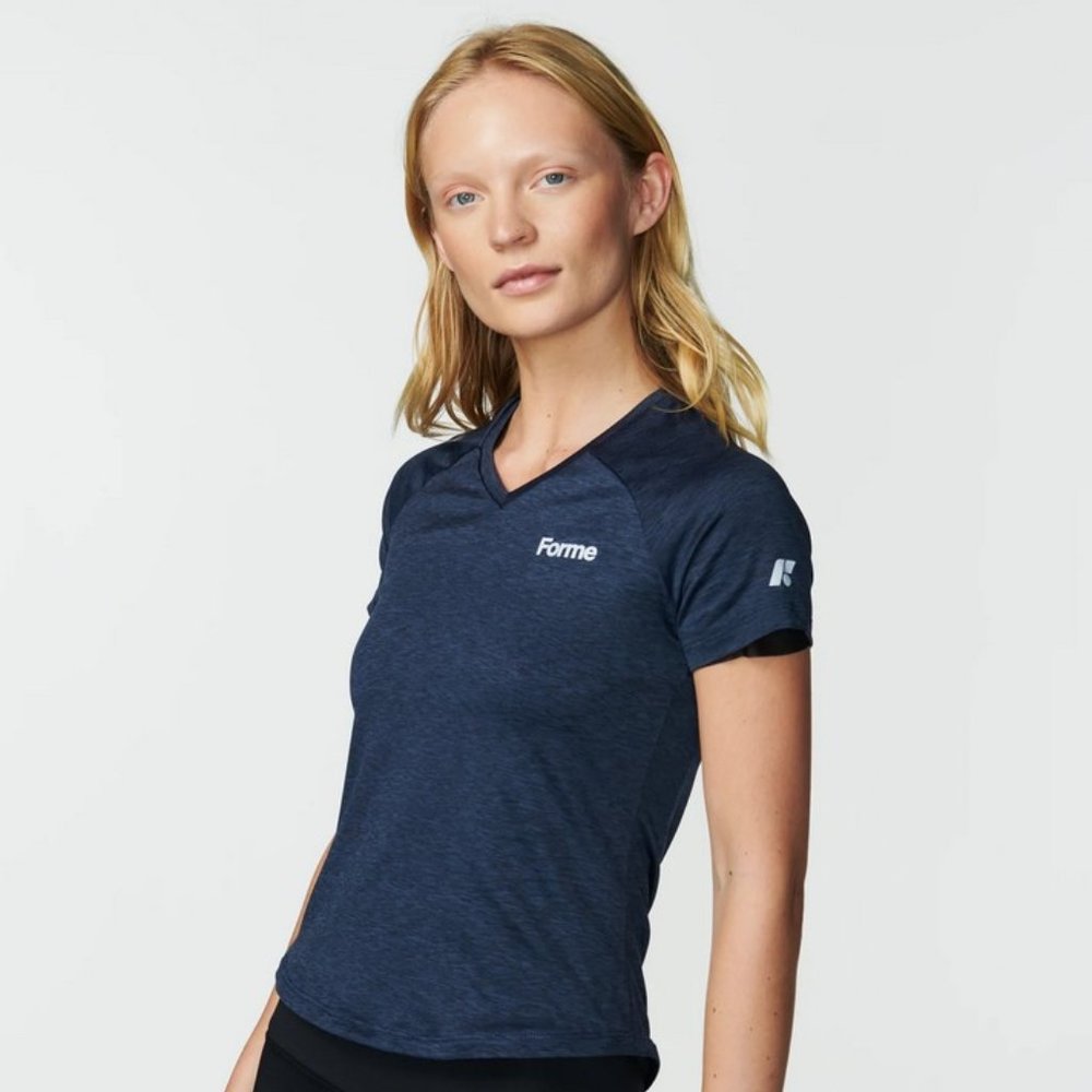 Forme Women's Navy Short Sleeve V-Neck Tee